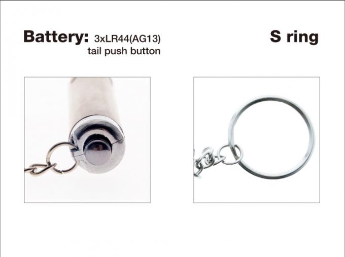 หลอดสเตนเลสสตีลเงิน UV light 3xLR44 (AG13) ปุ่มกดหางเสือ s นำแหวนพวงกุญแจไฟเป็นของขวัญของแถมพรีเมียม
