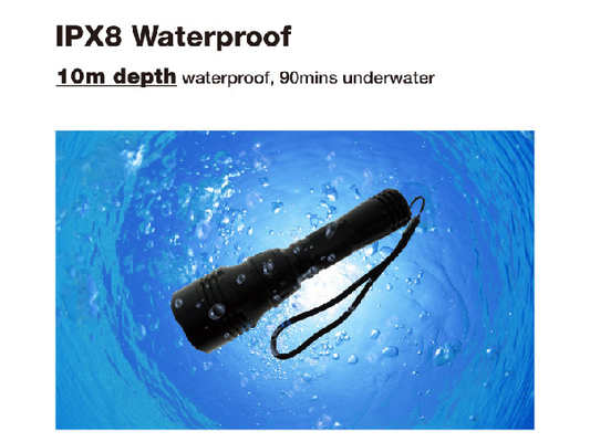 ขนาดเล็กแกร่ง 18650 ไฟฉาย LED Diving พร้อมสวิตช์การควบคุมแม่เหล็ก