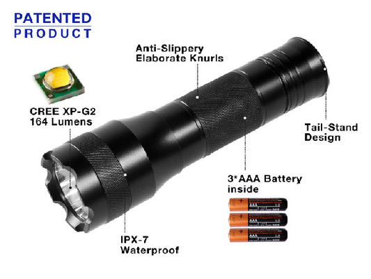 EDC Waterproof Handheld Led Flashlight 164 ลูมิเนียมวัสดุอลูมิเนียมอัลลอย