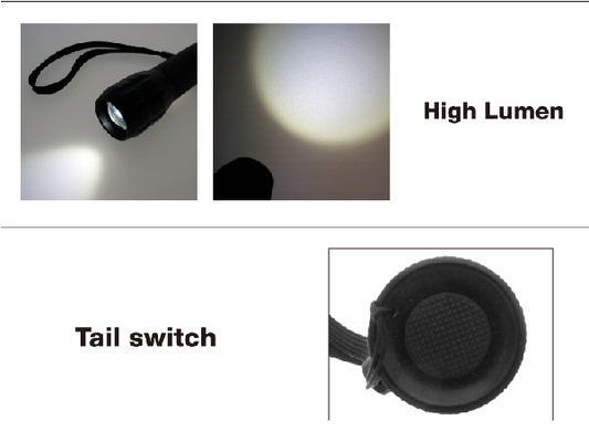 Skidproof EDC ไฟฉาย LED 500 Lumen ความสว่างสูงกำลังขับ 5 วัตต์