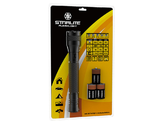 IPX7 LED Edc ไฟฉายพกพา IPX7 ความทนทานต่อน้ำด้วยแบตเตอรี่ขนาด 3 * D